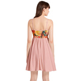 Roses by Henri Rousseau Spaghetti Strap Sleeveless Falred Hem Short Dress - Objet D'Art