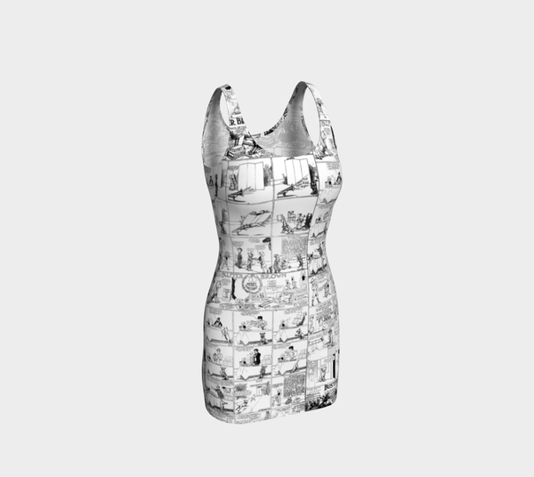 Vintage Comic Print Bodycon Dress - Objet D'Art