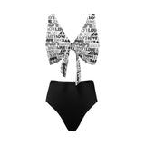 black solid print skirt Chest Bowknot Bikini Swimsuit (Model S33) - Objet D'Art