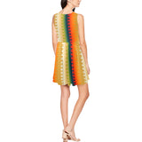 Autumn Grooves Thea Sleeveless Skater Dress(Model D19) - Objet D'Art