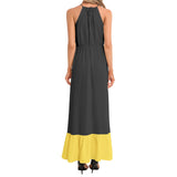 Jack O Lantern Ruffle Hem Halter Neck Maxi Dress - Objet D'Art