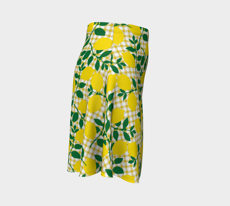 Lemon and Gingham Flare Skirt - Objet D'Art