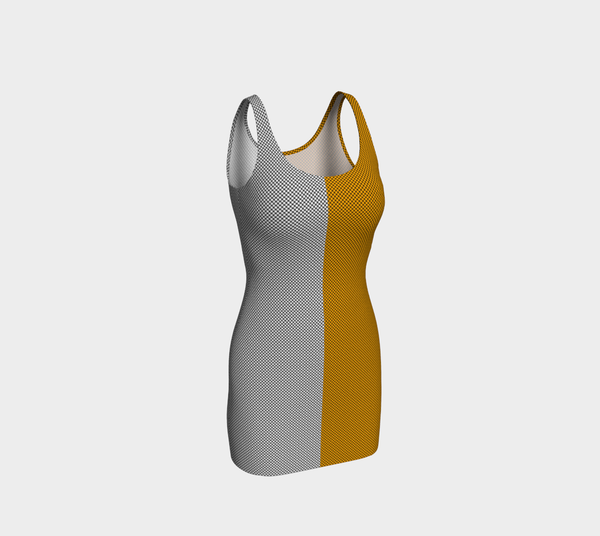 Two-Tone Micro Polka Dot Bodycon Dress - Objet D'Art