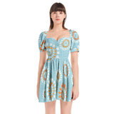 Puff Sleeve Sweetheart Neck Short Dress - Objet D'Art