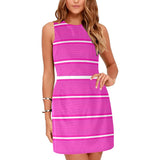 fuchsia and pink micro stripe print 6AB Eos Women's Sleeveless Dress (Model D01) - Objet D'Art