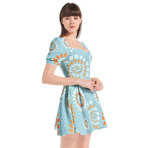 Puff Sleeve Sweetheart Neck Short Dress - Objet D'Art