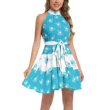Ruffle Hem Belted Halter Dress - Objet D'Art