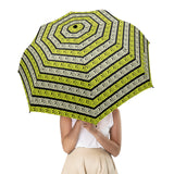 yellow greek key umbrella print Semi-Automatic Foldable Umbrella (Model U12) - Objet D'Art