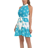 Ruffle Hem Belted Halter Dress - Objet D'Art