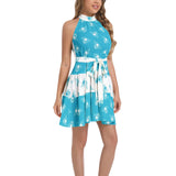 Ruffle Hem Belted Halter Dress - Objet D'Art