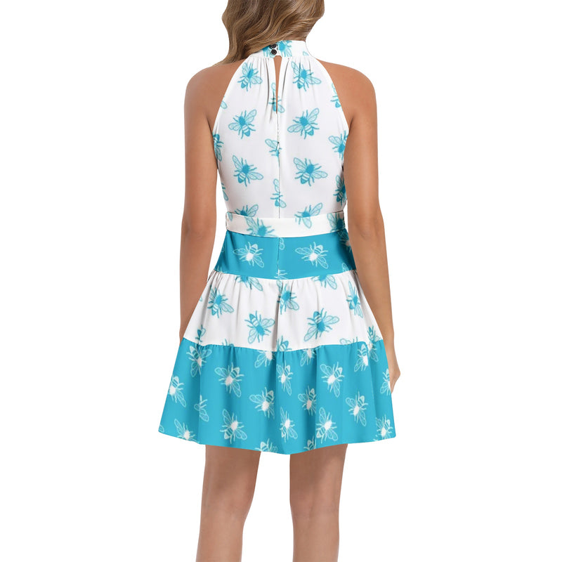Ruffle Hem Belted Halter Dress - Objet D'Art