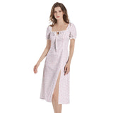 Puff Sleeve Split Thigh Midi Dress - Objet D'Art