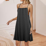 dotted line print Drawstring Neck Sleeveless Dress (Model D68) - Objet D'Art