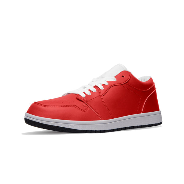 Red Unisex Low Top Leather Sneakers - Objet D'Art