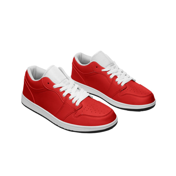 Red Unisex Low Top Leather Sneakers - Objet D'Art