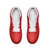 Red Unisex Low Top Leather Sneakers - Objet D'Art