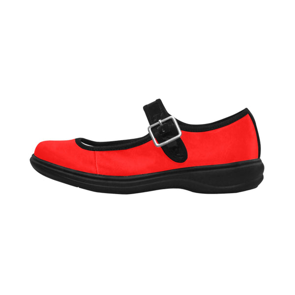 Coral Red Mila Satin Women's Mary Jane Shoes (Model 4808) - Objet D'Art