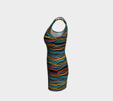Multi-colored Abstract Lines Bodycon Dress - Objet D'Art