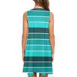 ted teal print 2 Sleeveless A-Line Pocket Dress (Model D57) - Objet D'Art