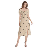 Allstars Puff Sleeve Split Thigh Midi Dress - Objet D'Art