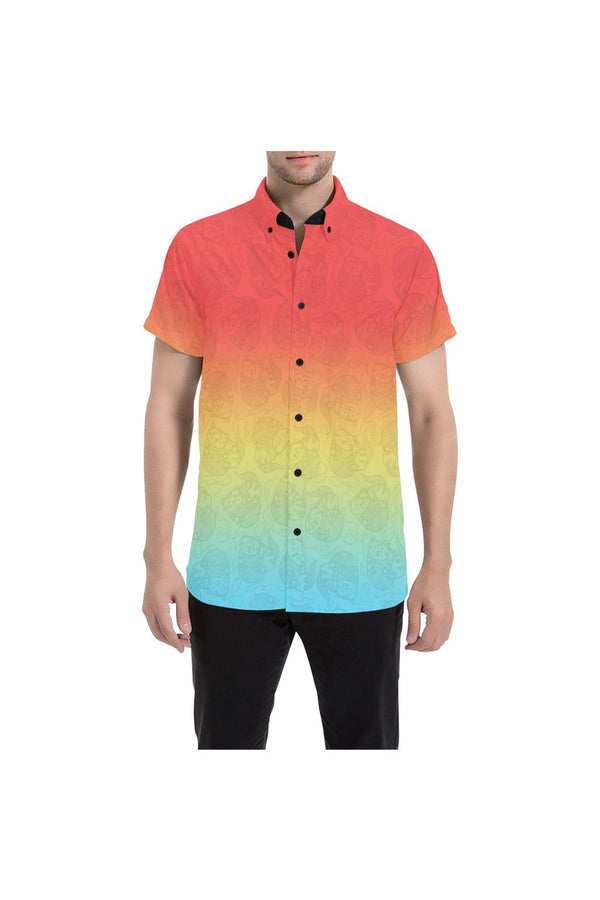 Ombre Kitty Kat Men's All Over Print Short Sleeve Shirt (Model T53) - Objet D'Art
