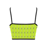 neon green polka dot unique print 2AB Women's Spaghetti Strap Crop Top (Model T67) - Objet D'Art