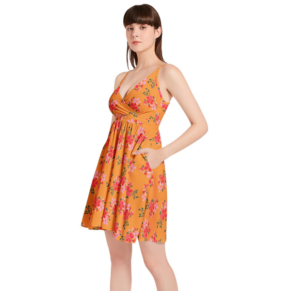 Spaghetti Strap Sleeveless Falred Hem Short Dress - Objet D'Art