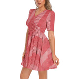 Short Sleeve Ruched Bust Flared Hem Dress - Objet D'Art