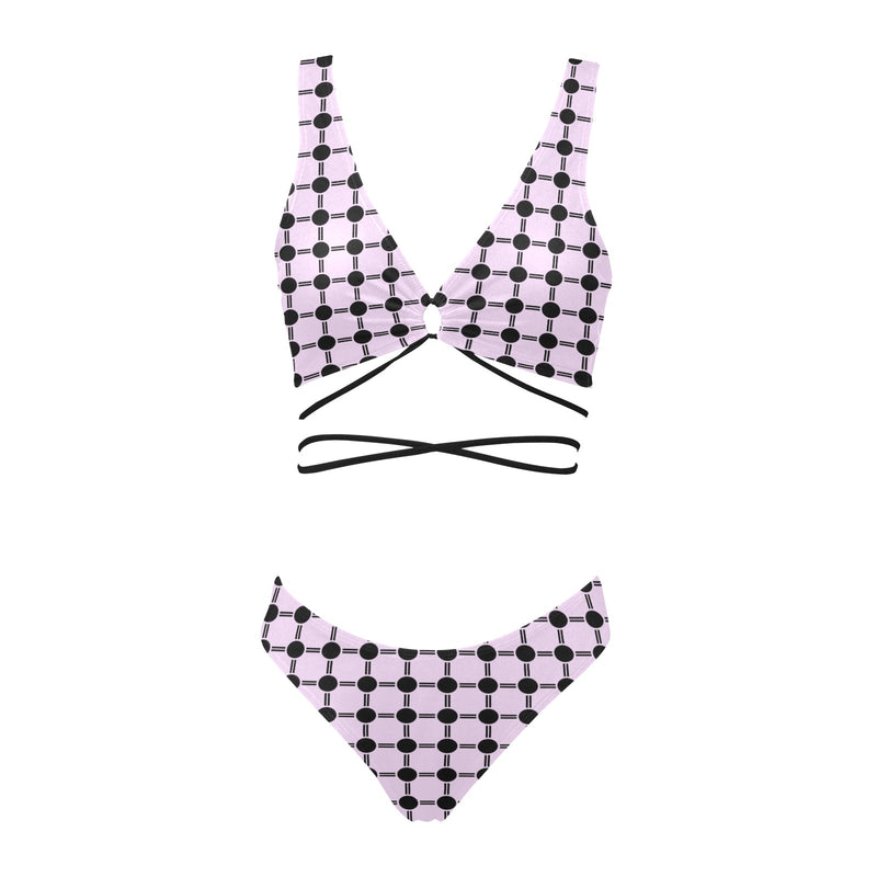 lav dot dash print Cross String Bikini Set (Model S29) - Objet D'Art