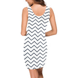 white blue chevron print 4A Medea Vest Dress (Model D06) - Objet D'Art