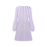 lavender stripes 2 V-Neck Loose Fit Dress (Model D62) - Objet D'Art