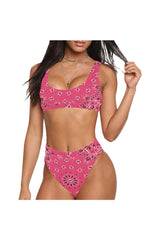 pink bandana Sport Top & High-Waisted Bikini Swimsuit - Objet D'Art