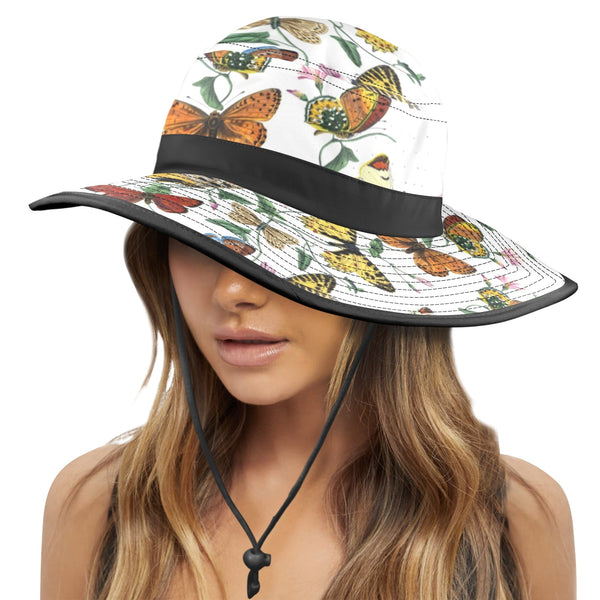 black solid print skirt Wide Brim Bucket Hat - Objet D'Art