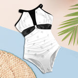 black 2 9k Women's High Neck Plunge Mesh Ruched Swimsuit (S43) - Objet D'Art