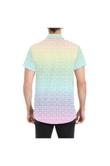 Camisa de manga corta con estampado completo Rainbow Greek Key para hombre - Objet D'Art