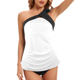 black 2 9k Women's One Shoulder Backless Swimsuit (Model S44) - Objet D'Art