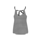 bw thin striped print 3 Loose Fit Halter Neck Top (Model T68) - Objet D'Art