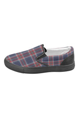 Tartan Blue Men's Slip-on Canvas Shoes (Model 019) - Objet D'Art