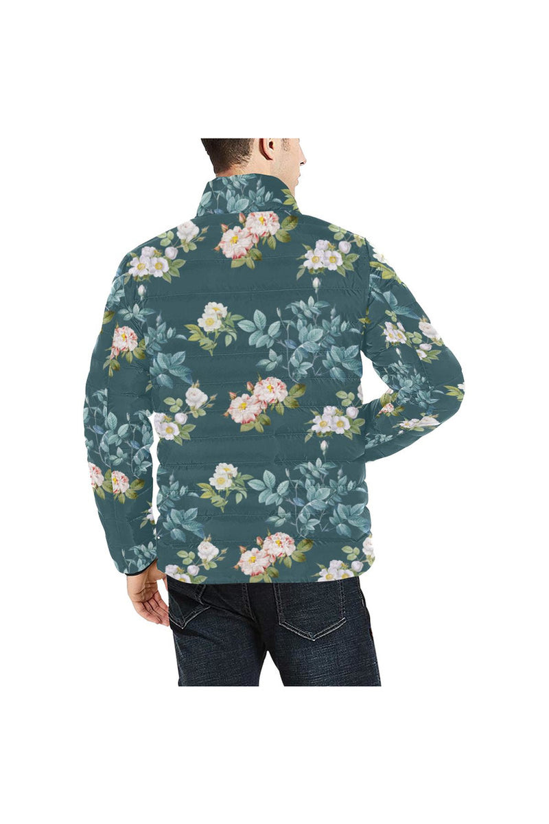 Floral Unisex Stand Collar Padded Jacket - Objet D'Art