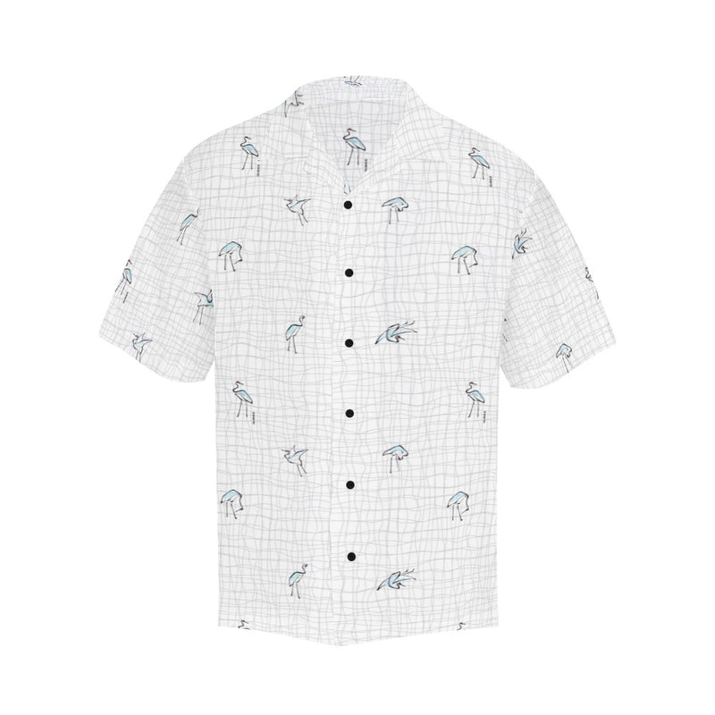 hokusai crane grid wavy print 2 Hawaiian Shirt (Model T58) - Objet D'Art