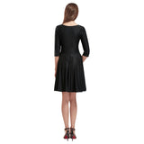 Black Tethys Half-Sleeve Skater Dress - Objet D'Art