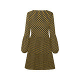 gold petal micro print V-Neck Loose Fit Dress (Model D62) - Objet D'Art