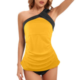 black 2 9k Women's One Shoulder Backless Swimsuit (Model S44) - Objet D'Art