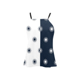 two tone blue star polka dots solid print 5 Loose Fit Halter Neck Top (Model T68) - Objet D'Art