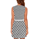 circle black print 3 Eos Women's Sleeveless Dress (Model D01) - Objet D'Art