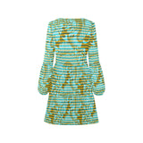 asian fish print V-Neck Loose Fit Dress (Model D62) - Objet D'Art