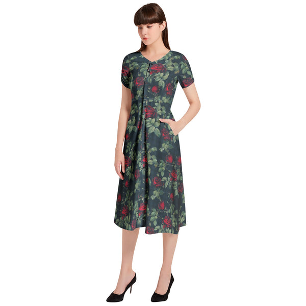 Puff Sleeve Button Through Dress - Objet D'Art