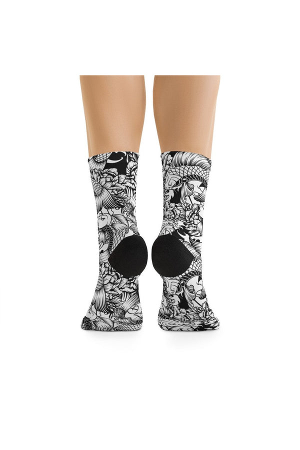 Asian Koi Print Socks - Objet D'Art