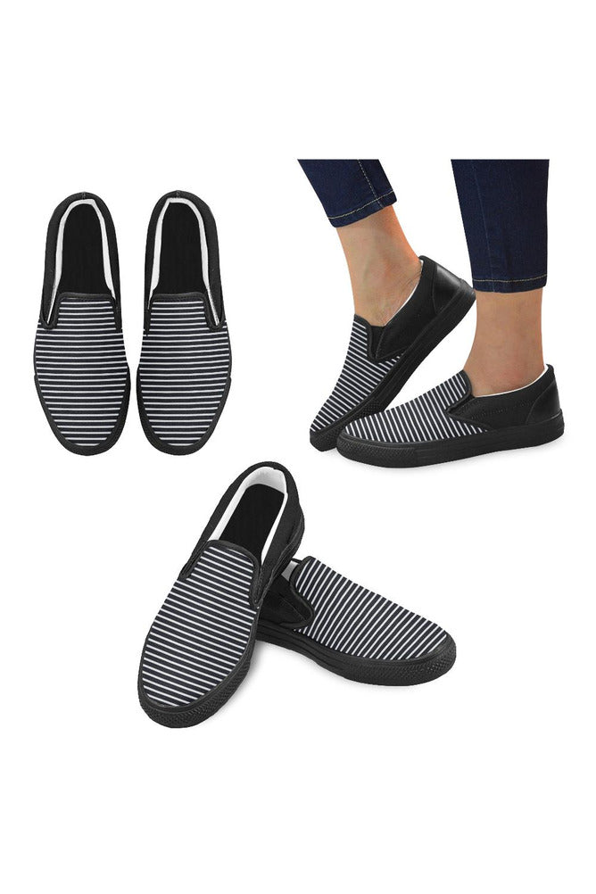 Stripes Men's Slip-on Canvas Shoes (Model 019) - Objet D'Art