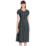 Origami Folds Puff Sleeve Button Through Dress - Objet D'Art